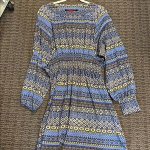 Blue and Yellow Patterned Dress